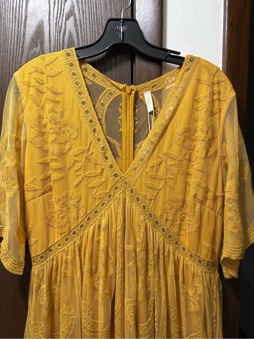 Pink Blush Embroidered Yellow Maxi Dress